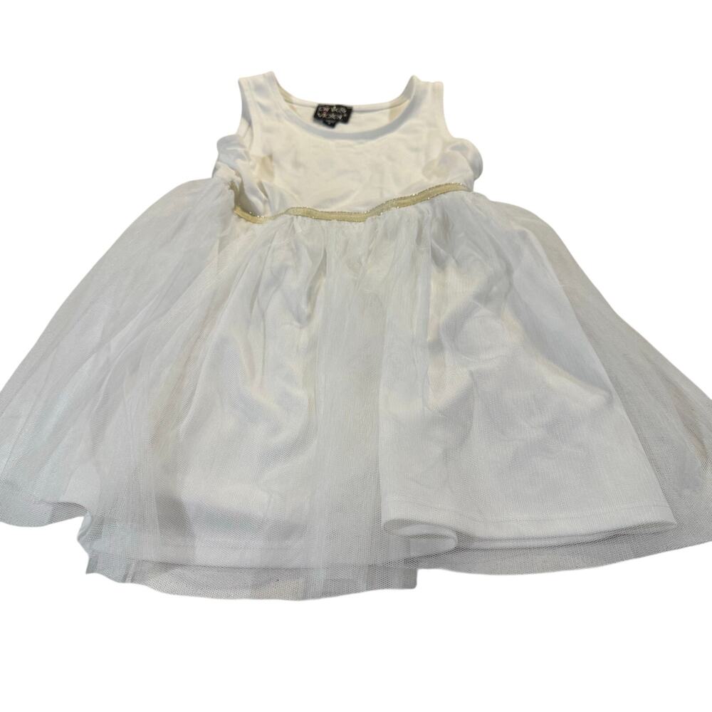 Pink & Violet Toddler Girl 4 White Sleeveless Dress